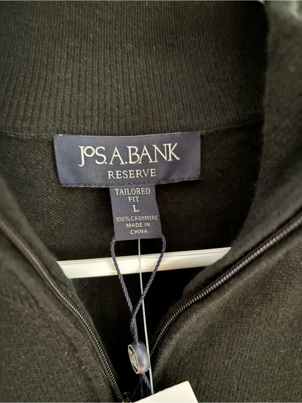 Jos. A. Bank Black Quarter-Zip Men's Cashmere Sweater